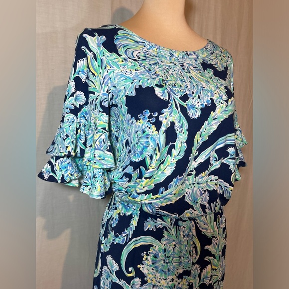Lilly Pulitzer Lula Romper High Tide Navy Scuba Doo Engineered Romper Size SMALL - Picture 5 of 15